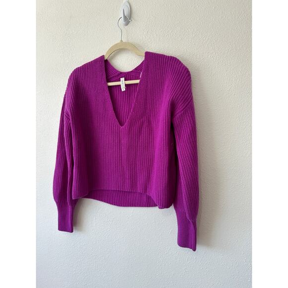 A.L.C. Violet Deep V-Neck Long Sleeve Boxy Crop Sweater XS - Picture 5 of 14